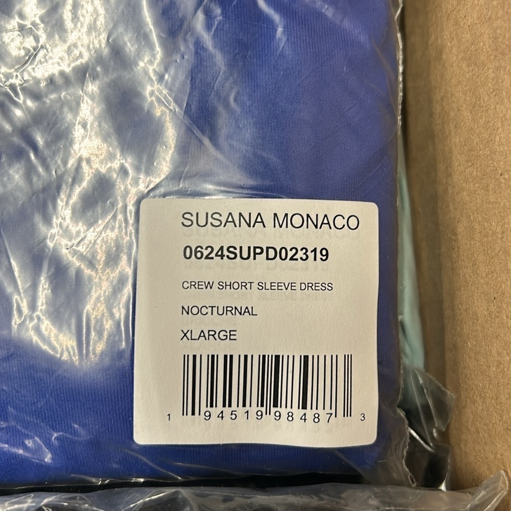 Susana Monaco NWT Crew Short Sleeve Dress in Nocturnal Blue (0162) - Picture 9 of 9